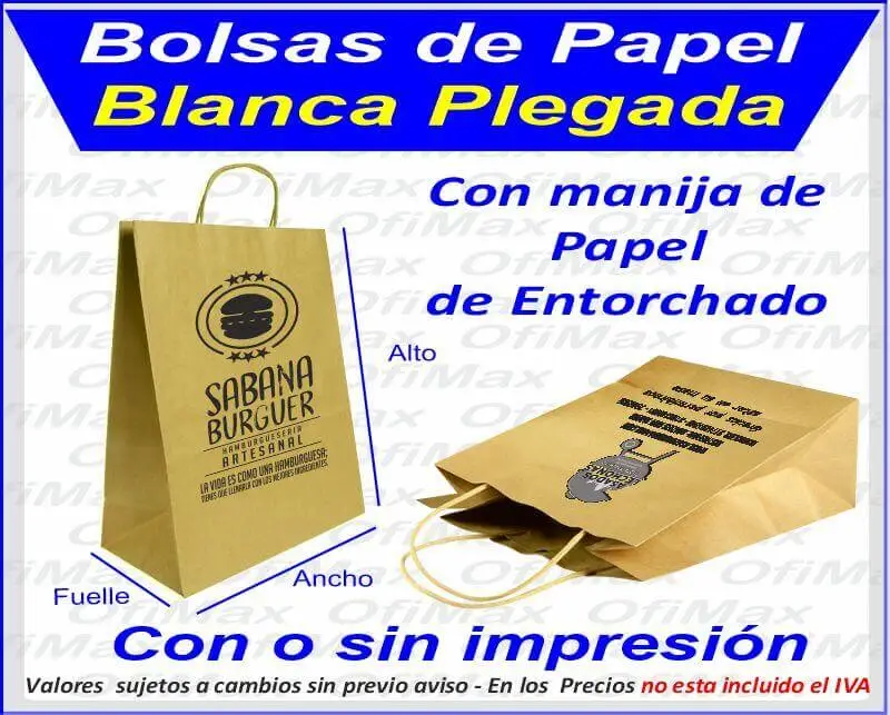 bolsa de papel blanco con fuelle, bogota, colombia